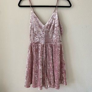 Crushed velvet pink skater dress